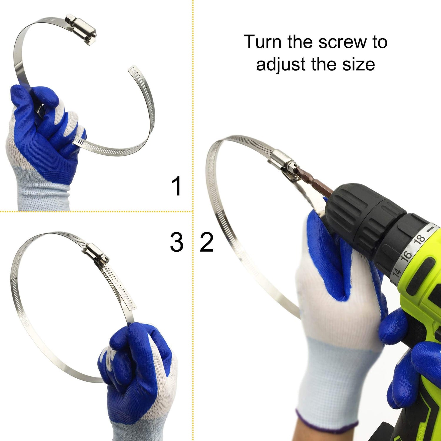 EesTeck 4Pcs 8" Adjustable 304 Stainless Steel Duct Clamps Hose Clamp Pipe Clamp Air Ducting Clamp worm drive hose clamps EesTeck