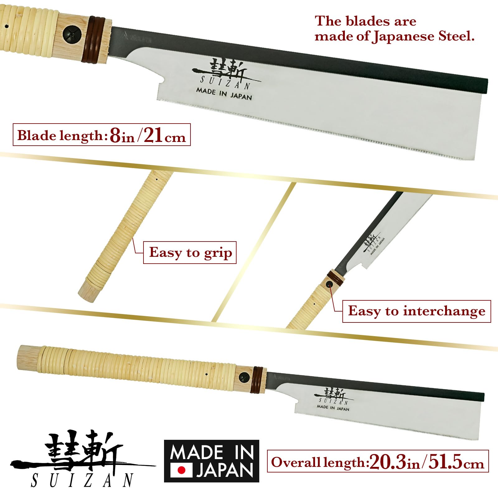 SUIZAN Japanese Pull Saw Hand Saw 8 Inch Dozuki Dovetail 0.2mm Single Edge Blade for Kumiko Shoji Woodworking tools - WoodArtSupply