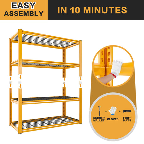 REIBII 40"W Garage Shelving Heavy Duty Loads 2240LBS Garage Storage Shelves Heavy Duty Shelving 4-Tier Adjustable Metal Shelves for Storage Rack REIBII