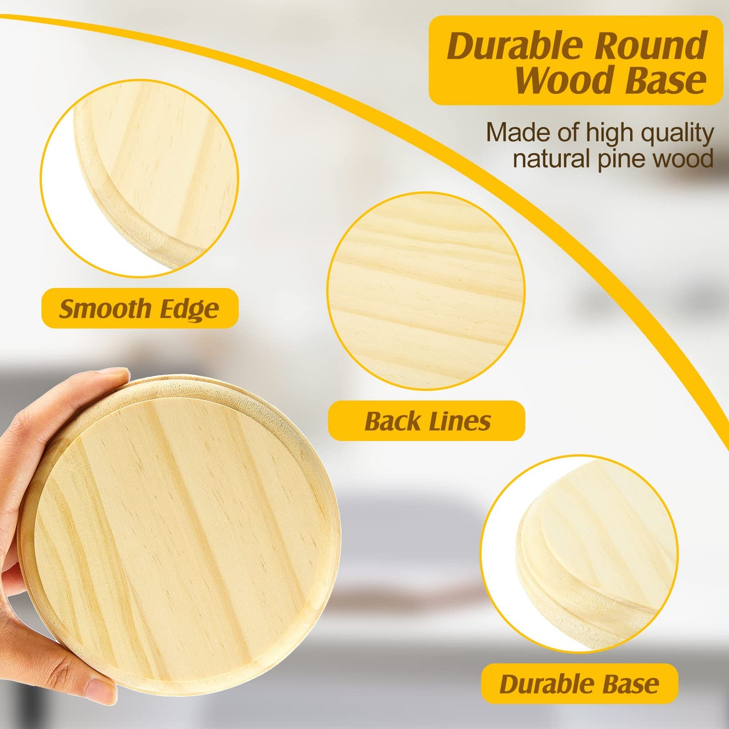 4 Pieces Round Wooden Plaque Wood Plaques for Crafts Unfinished Round Wood Base Display for Craft Projects Display DIY Painting Carving Home