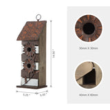 glitzhome GH90090 Hanging Two-Tiered Wooden Birdhouse with Flowers, Brown White glitzhome