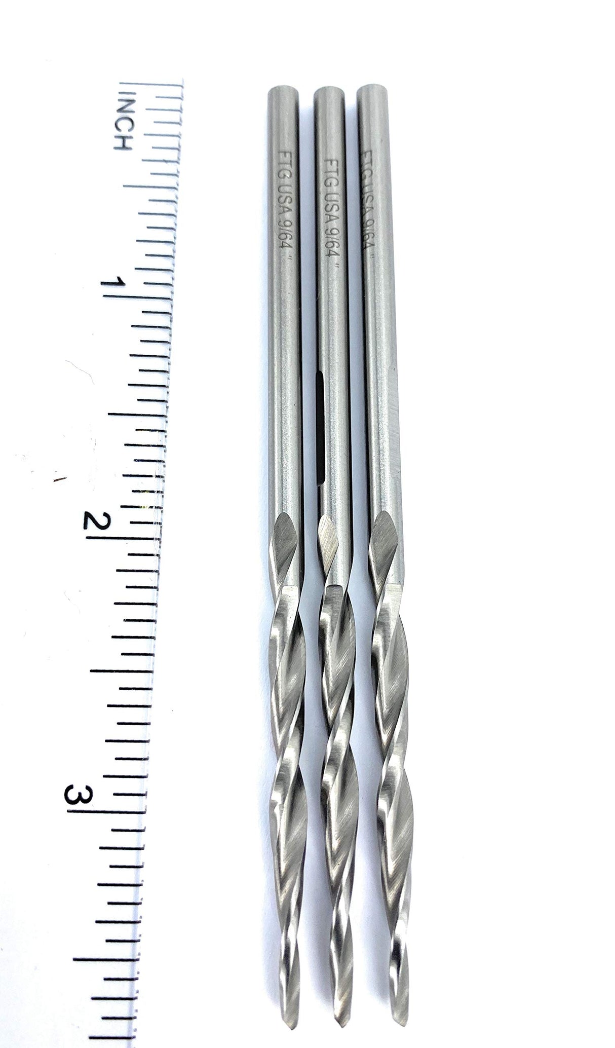 FTG USA Replacement Wood Countersink Drill Bit Set 3 Piece Same Size #6 (9/64") Parabolic Flute Taper Point for Woodworking with Straight Shank - - WoodArtSupply
