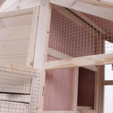 PawHut 55" L 2-Tier Wooden Rabbit Hutch Bunny Cage Small Animal House with Ramp, Waterproof Roof, Removable Tray and Outdoor Run PawHut