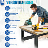 Borroughs Adjustable Height Heavy Duty Workbench, Solid Hardwood Top, Commercial Grade, 16-Gauge Steel Legs, 30 in. x 60 in. Borroughs