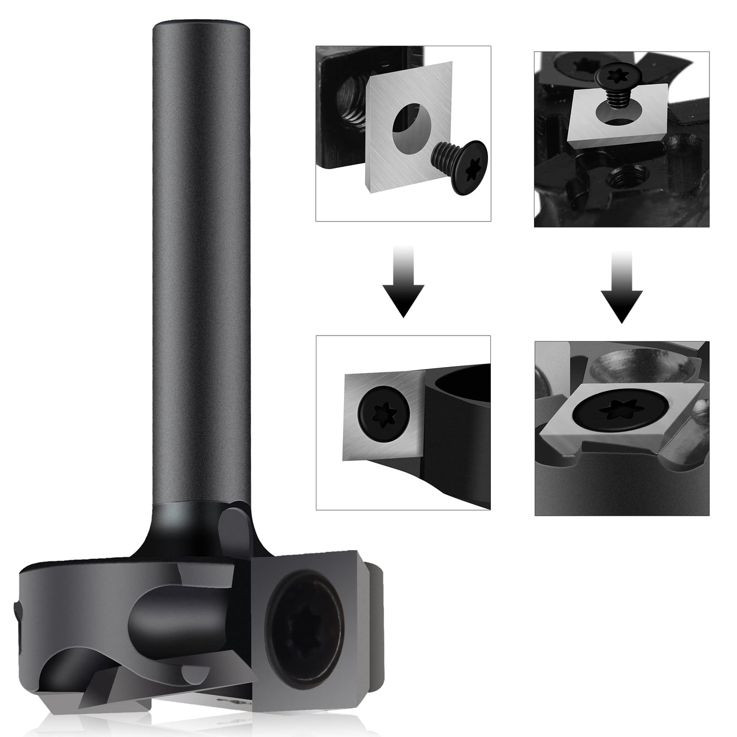 SpeTool CNC Spoilborad Surfaing Router Bit 1" Cutting Diameter 2+2 Flute with 1/4" Shank Router Planning Dado Cleaning Planer Bit SpeTool