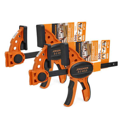 Jorgensen 6" One Hand Clamp/Spreader, 300 Lbs Clamping Force, E-Z Hold Bar Clamps Set, Medium Duty, 2-pack