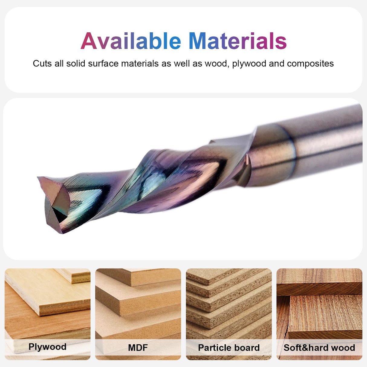 SpeTool 1/4 Shank Down Cut Spiral CNC Router Bits 1/4 inch Cutting Diameter 1 inch Cutting Length with Extra Long Life Coating for Woodwork Mortise SpeTool