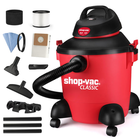 Shop-Vac 8 Gallon 4.5-Peak HP Wet/Dry Vacuum, 3 in 1 Function with Filter, Hose and Accessories, Ideal for Jobsite, Garage, Car & Workshop. 5971836 Shop-Vac