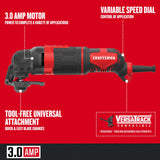 CRAFTSMAN Oscillating Tool, 3-Amp, Includes Universal Tool-free Accessory System, Blades, Sandpaper and Tool Bag, Corded (CMEW401) Craftsman