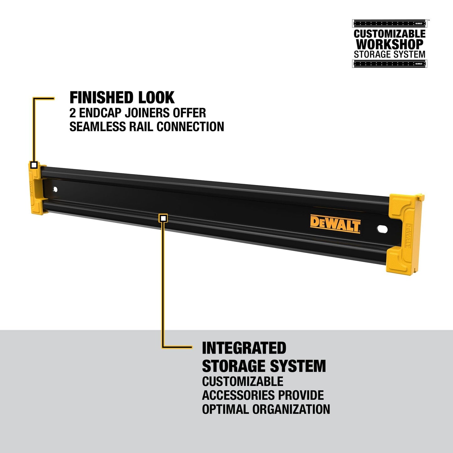 DEWALT Tool Organizer, Mount on Workbench, 20 Inch, Compact Metal Rail, DEWALT Workshop Storage System Compatible (DWST82827) - WoodArtSupply