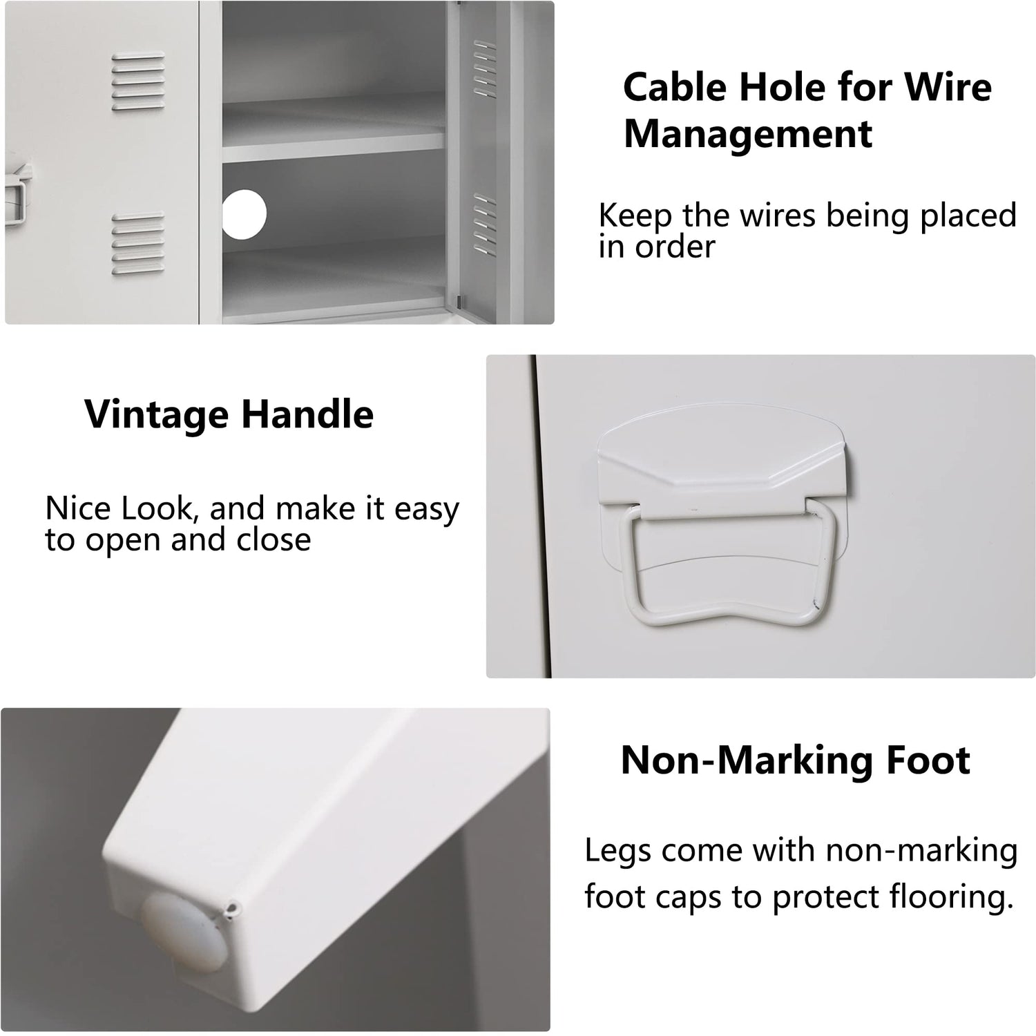 MIOCASA TV Stand Metal TV Table with Storage Steel 3 Door Locker Cabinet for Living Room (White) MIOCASA