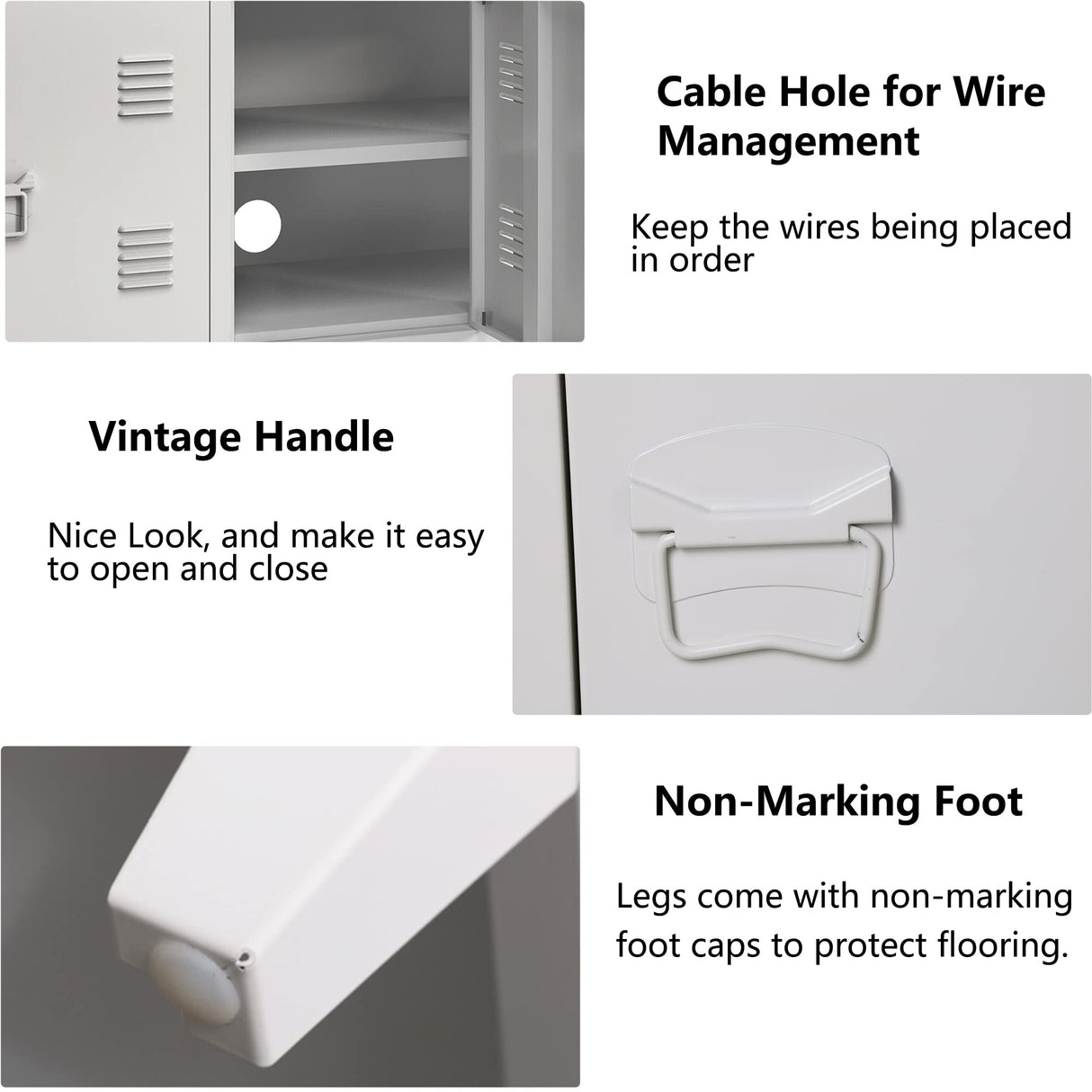 MIOCASA TV Stand Metal TV Table with Storage Steel 3 Door Locker Cabinet for Living Room (White) MIOCASA