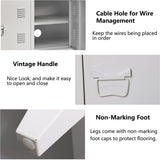 MIOCASA TV Stand Metal TV Table with Storage Steel 3 Door Locker Cabinet for Living Room (White) MIOCASA