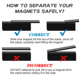 MIKEDE Strong Neodymium Bar Magnets, 16 Pack Black Heavy Duty Magnets with Double-Sided Adhesive, Rare Earth Metal Rectangular Magnetic Bar Magnet MIKEDE