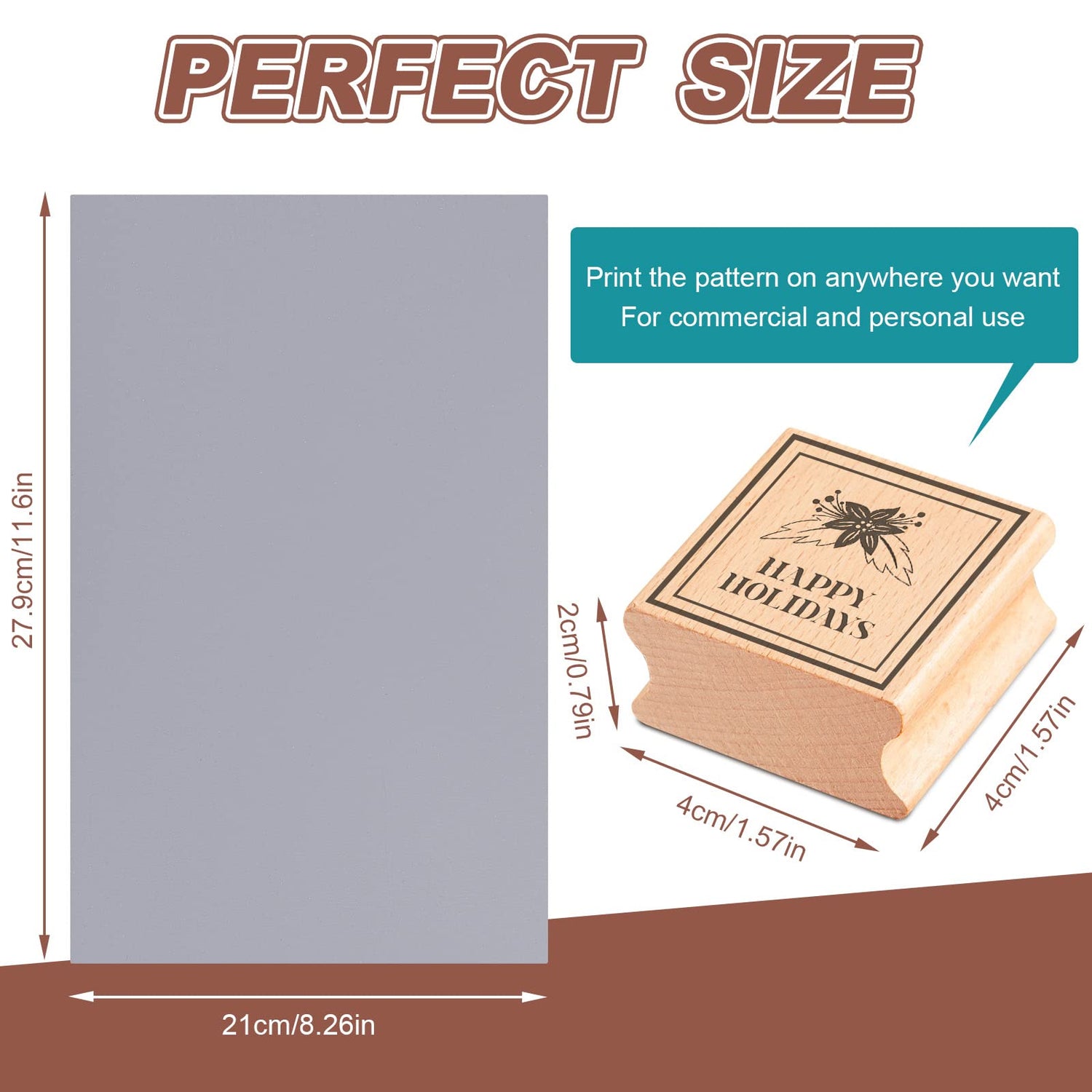 Sasylvia 10 Pcs Blank Hard Wood Rubber Stamp Mounts with A4 Size Grey Rubber Stamp Sheet Laser Engraver Accessories Rubber Stamp Carving Tools Soft Sasylvia