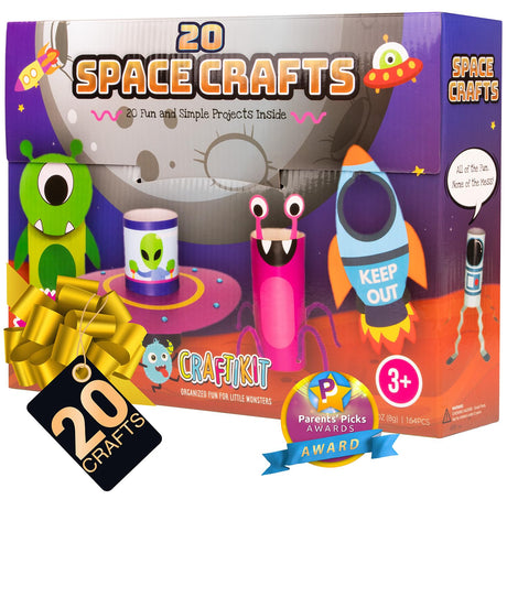 Craftikit ® Space Arts and Crafts for Kids - 20 Simple All-Inclusive Fun Toddler Craft Kit for Kids - Organized Crafts for Toddlers Ages 3-10 - Craftikit