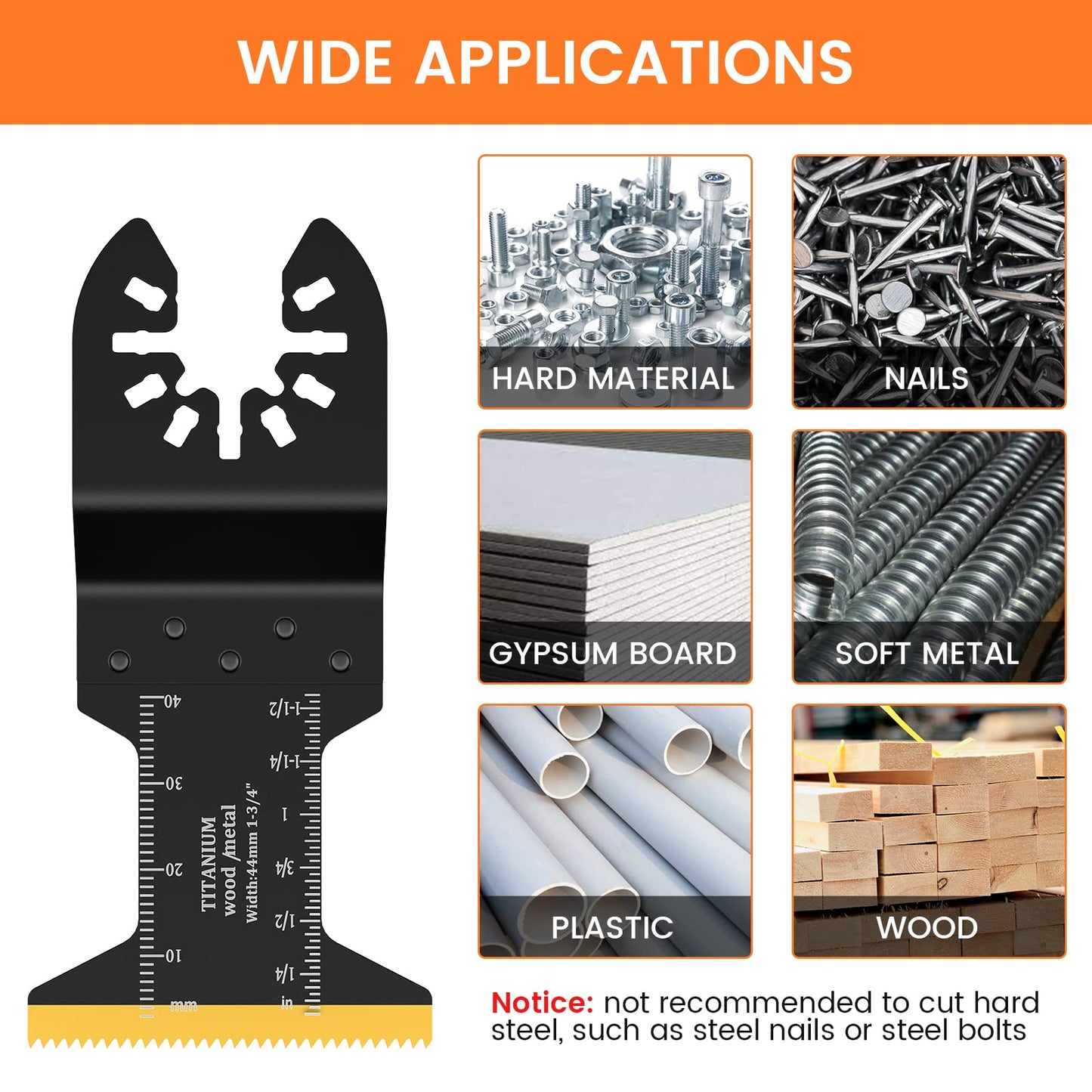 JTWEB 20PCS Titanium Oscillating Saw Blades Metal Cutting, Multitool Blades 3 Types Multi Tool Blades Kits Wood and Metal Nail Plastic Oscillating - WoodArtSupply