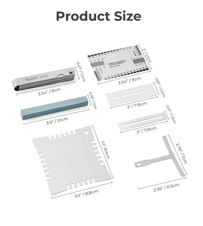 Vangoa 18 Pieces Guitar Luthier Tools Set Including String Action Ruler Gauge and Guitar Notched Radius Gauges for Guitar Bass Setup - WoodArtSupply