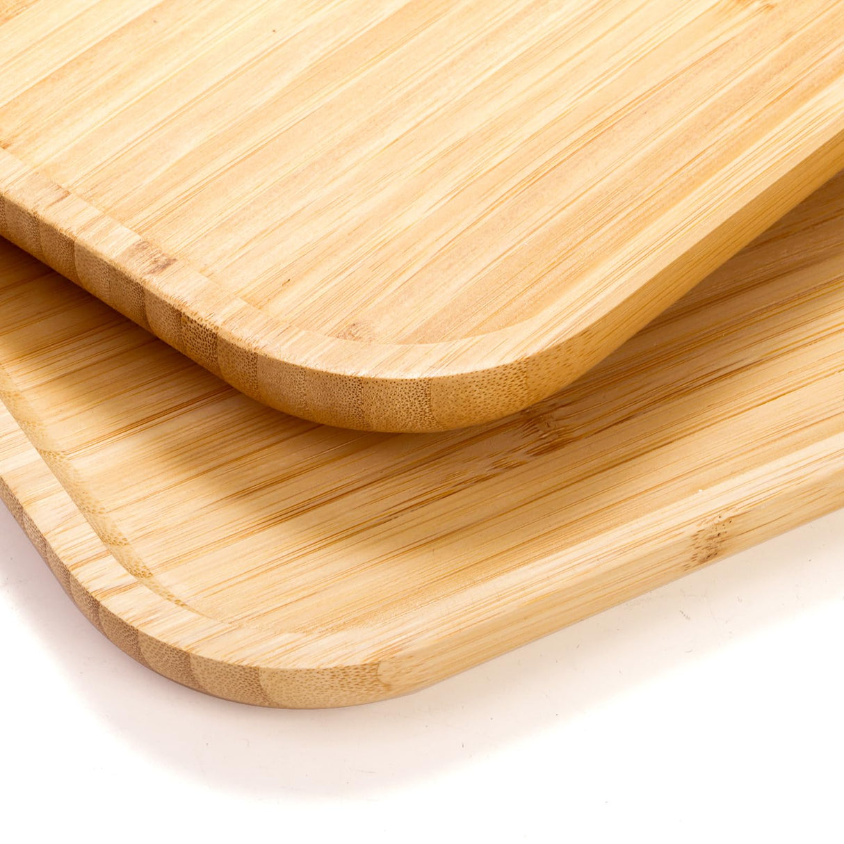 Yarlung 2 Pack Bamboo Tray Cheese Plate, 14x9 Inches Food Serving Saucer Wood Rectangular Platter for Coffee, Tea, Fruit, Plant Pot yarlung
