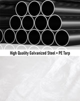 DEXSO Carport 13'x20' Heavy Duty Portable Garage, 1.0 mm Steel Poles & 180 g PE Waterproof Canopy, with Front & Rear Doors, 2 Side Doors, and 4 DEXSO