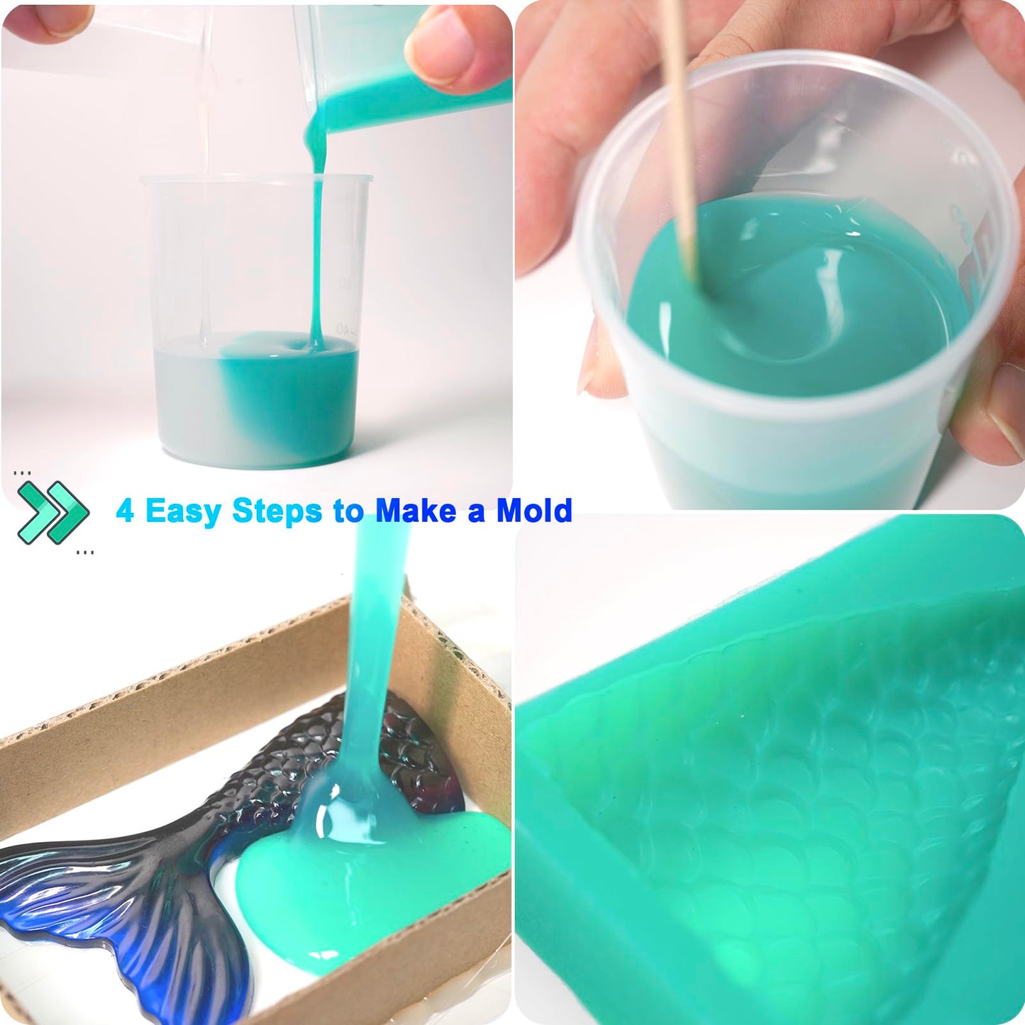 BBDINO Super Elastic Silicone Mold Making Kit, Liquid Silicone for Mold Making, Silicone Rubber Mold Making Kit 1:1 by Volume Ideal for Casting 3D