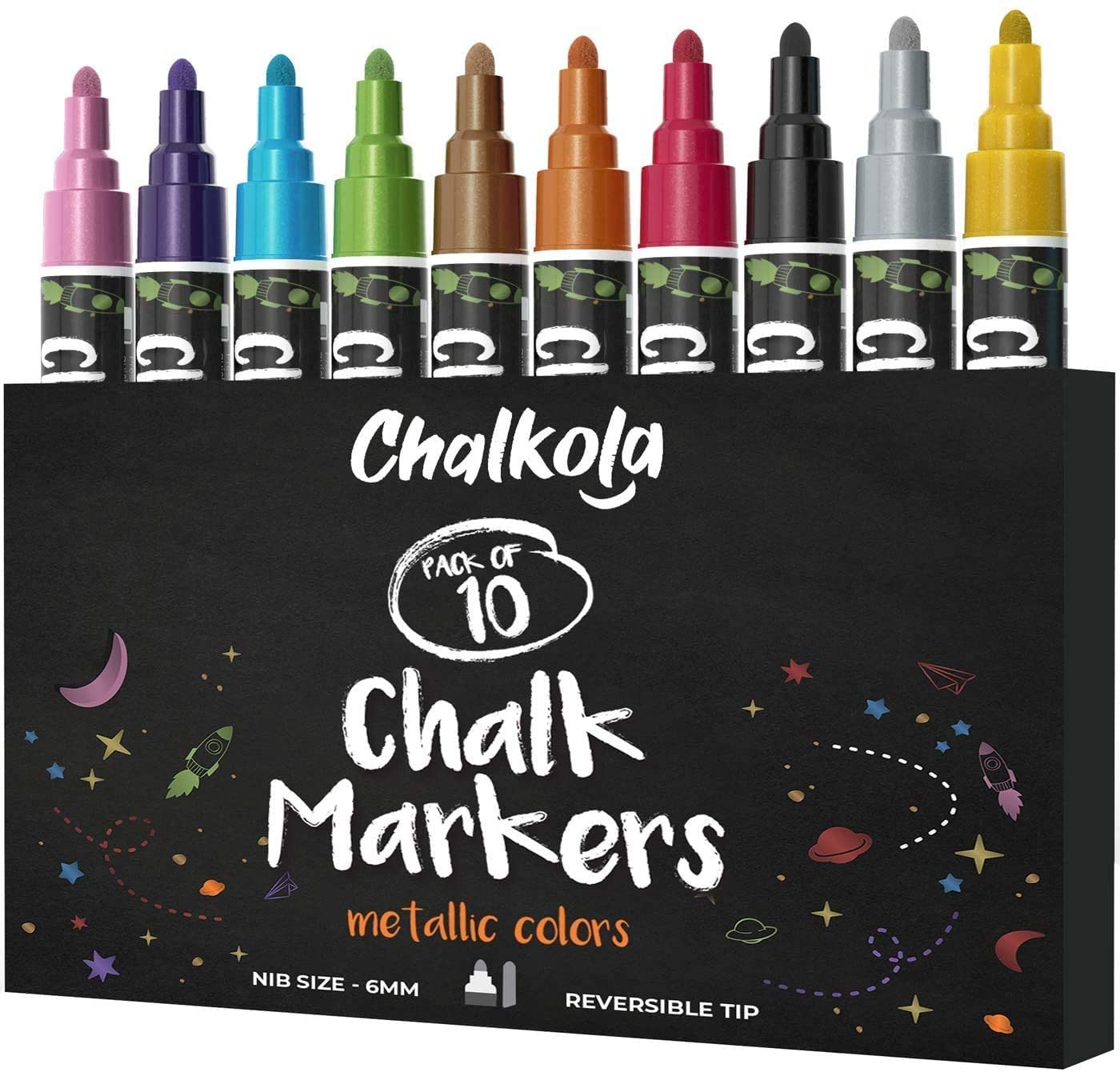 Chalkola Fun Colors Bundle - 30 Markers 6mm + 10 Metallic 6mm - WoodArtSupply