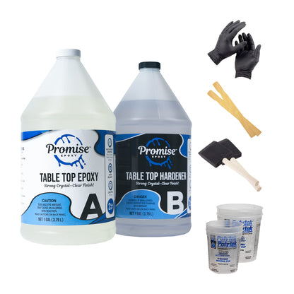 Epoxy Resin Promise Epoxy-Clear Coat Table Top | 2-Part 2 Gal (1 Gal Epoxy Resin & 1 Gal Hardener Set)| Resin Epoxy Kit with Mixing Cups, Stir - WoodArtSupply