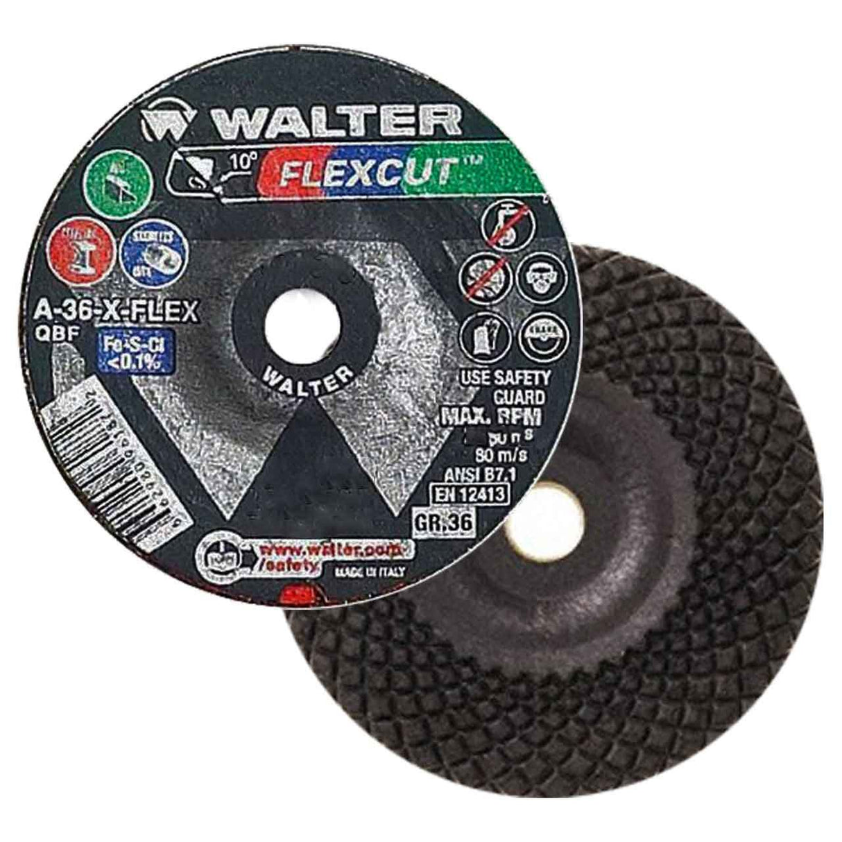 Walter 15L463 4-1/2x7/8 Flexcut Grinding Wheels Contaminant Free Type 29 Grit 36, 25 Pack Walter Surface Technologies