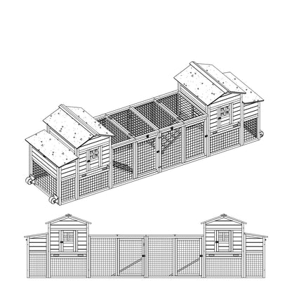 PetsCosset 158in Chicken Coop Wooden Indoor Outdoor for 1-6 Chickens Extension Chicken Houses with Removable Tray Nesting Box and Run（Set of Two）, - WoodArtSupply