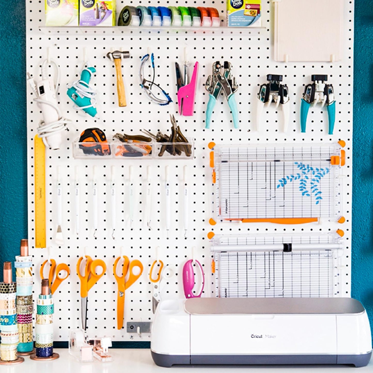 2 Pcs Pegboard, Metal Pegboard Wall Panels - Pegboard Wall Organizer System - Peg Boards for Walls, Small Peg Board Tool Storage, White Pegboard for