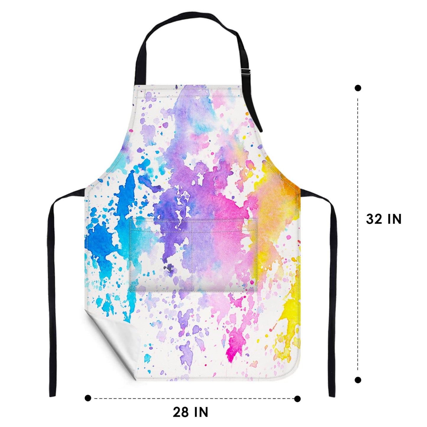 Britimes Apron Home Kitchen Cooking Baking Gardening for Women Men with Pockets Shades Watercolor Clouds Colorful Paint 32x28 inch - WoodArtSupply