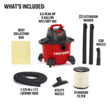 CRAFTSMAN CMXEVBE17584 6 Gallon 3.5 Peak HP Wet/Dry Vac, Portable Shop Vacuum with Attachments Craftsman