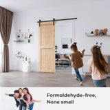 EaseLife 32in x 84in Sliding Barn Wood Door,Interior Doors,DIY Assemblely,Solid Natural Spruce Panelled Slab,Easy Install,Apply to Rooms & Storage EaseLife