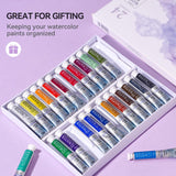 LIGHTWISH Professional Watercolor Paint Tube Set Artist Grade, 9 ML 24 Vivid Colors Art Supplies, Premium Non Toxic Water Colors Paint for Adults, LIGHTWISH