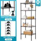 5 Wire Shelving Unit Adjustable Storage Shelf Metal Storage Rack with Leveling Feet for Closet Laundry Pantry Kitchen Garage 750 LBS Capacity 16.7" Dkelincs