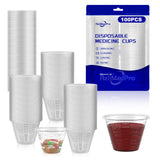 ReliMedPro disposable medicine cups graduated, bulk pack of 100, 1 oz (30ml) small plastic measuring cup for liquid medication, paint, epoxy, pill ReliMedPro