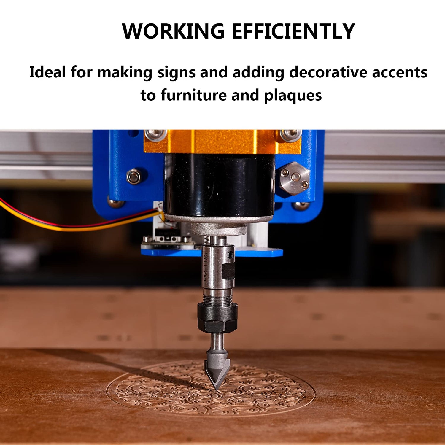 SpeTool Carbdie Tip V Groove CNC Engraving Bit Router Bit CNC Woodwork Tools 60 Deg 1/2 Inch Cutter with 1/4 Inch Shank SpeTool