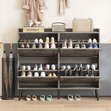 Maupvit Large Shoe Cabinet with 4 Flip Drawers, Freestanding Shoe Cabinet Organizer with Metal Drawer Bracket, Shoes Storage Cabinet for Entryway, Maupvit