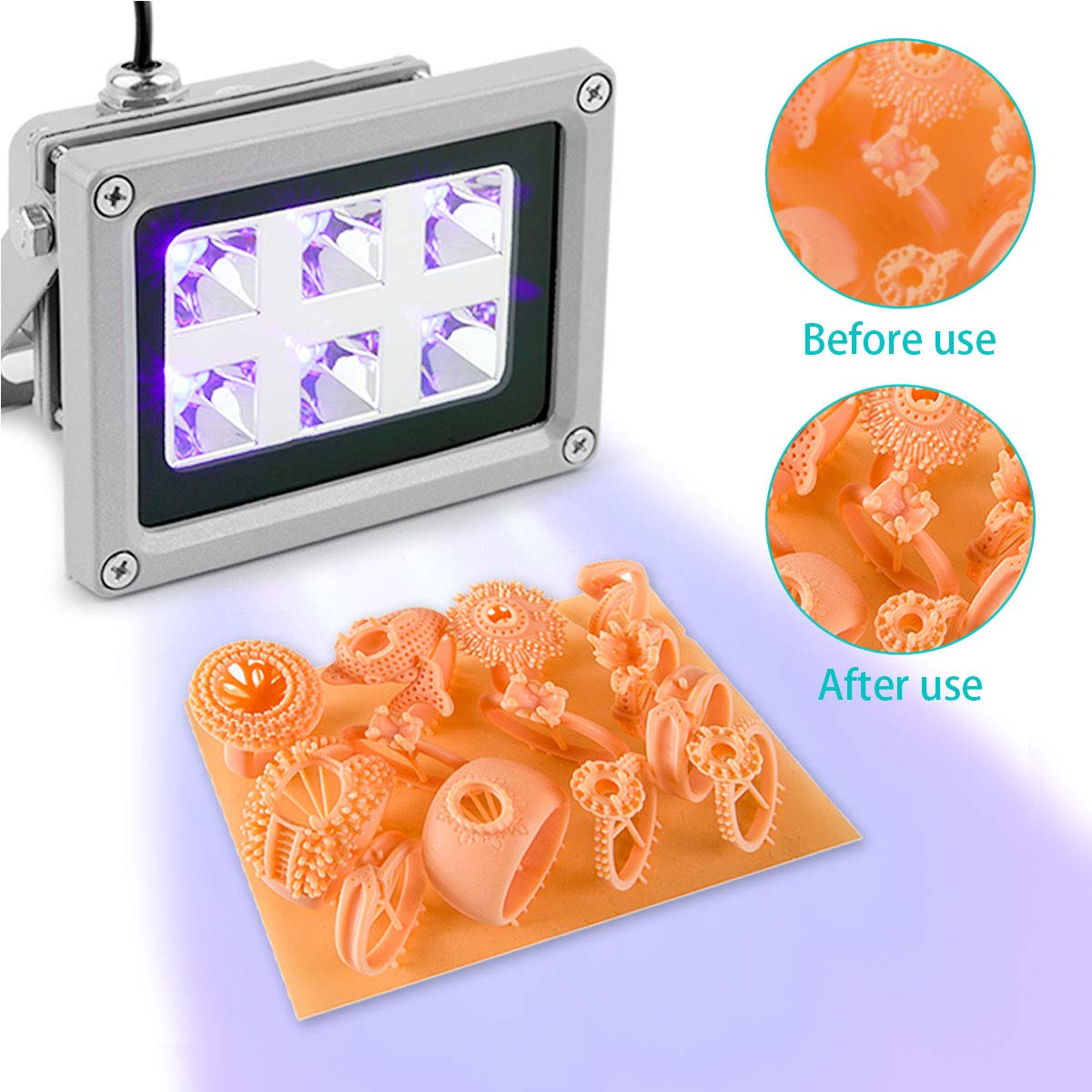 3D Printer UV Resin Curing Light for SLA/DLP 3D Printer Solidify Photosensitive Resin 405nm UV Resin with 6W Output Affect, DIY Curing Enclosue Skouphy