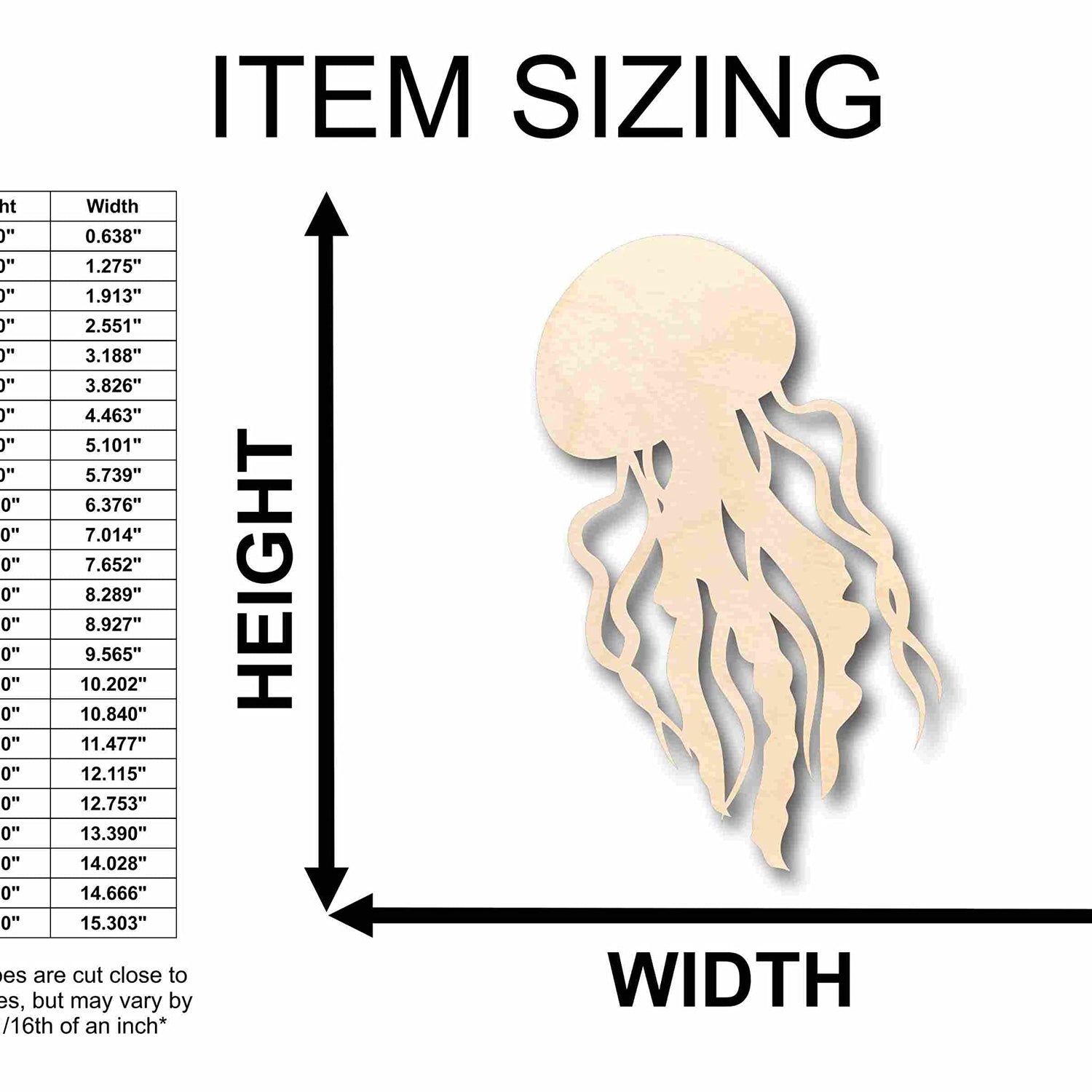 Unfinished Wood Jellyfish Jelly Fish Silhouette - Craft- up to 24" DIY 8" / 1/4" 24 Hour Crafts