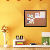 Black Cork Board Bulletin Board, 14.6"X 11" Cork Board, Oak Wood Finish Frame, Wall Mounted Cork Board for Office Home and School(Pins, Eye Bolts, BGJRBY