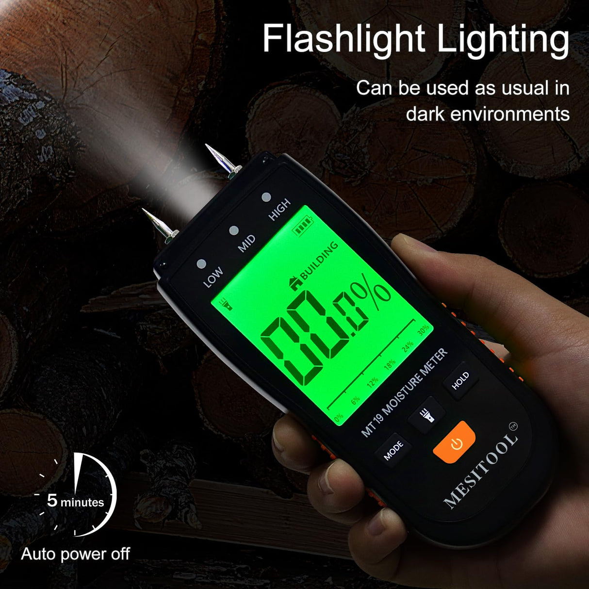 Wood Moisture Meter for Lumber,MESITOOL Pin Moisture Detector for Drywall,Wood Moisture Tester Floor Carpet,Firewood Moisture Meter for Concrete and MESITOOL