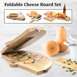 Haigoo Camping Cheese Board and Knife Set Foldable Bamboo Charcuterie Boards Gift Set Unique Cheese Cutting Board Birthday Gifts for Mom Dad House Haigoo