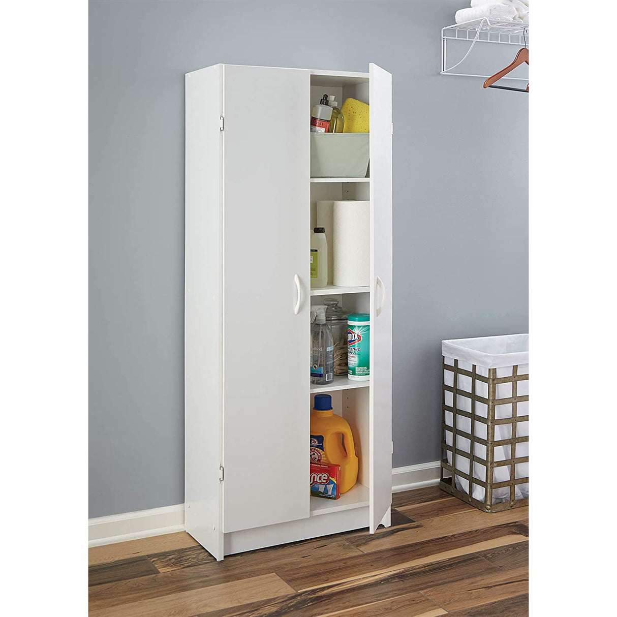 ClosetMaid Pantry Cabinet Cupboard with 2 Doors, Adjustable Shelves, Standing, Storage for Kitchen, Laundry or Utility Room, White ClosetMaid