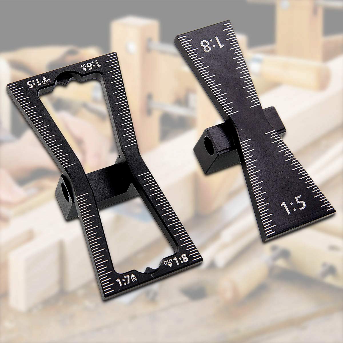 STARVAST 2Pcs Dovetail Marker Guide Dovetail Making Jig Aluminum Alloy Dovetail Gauge Guide Featuring 1:5 1:6 1:7 1:8 Slopes for Woodworking DIY - WoodArtSupply