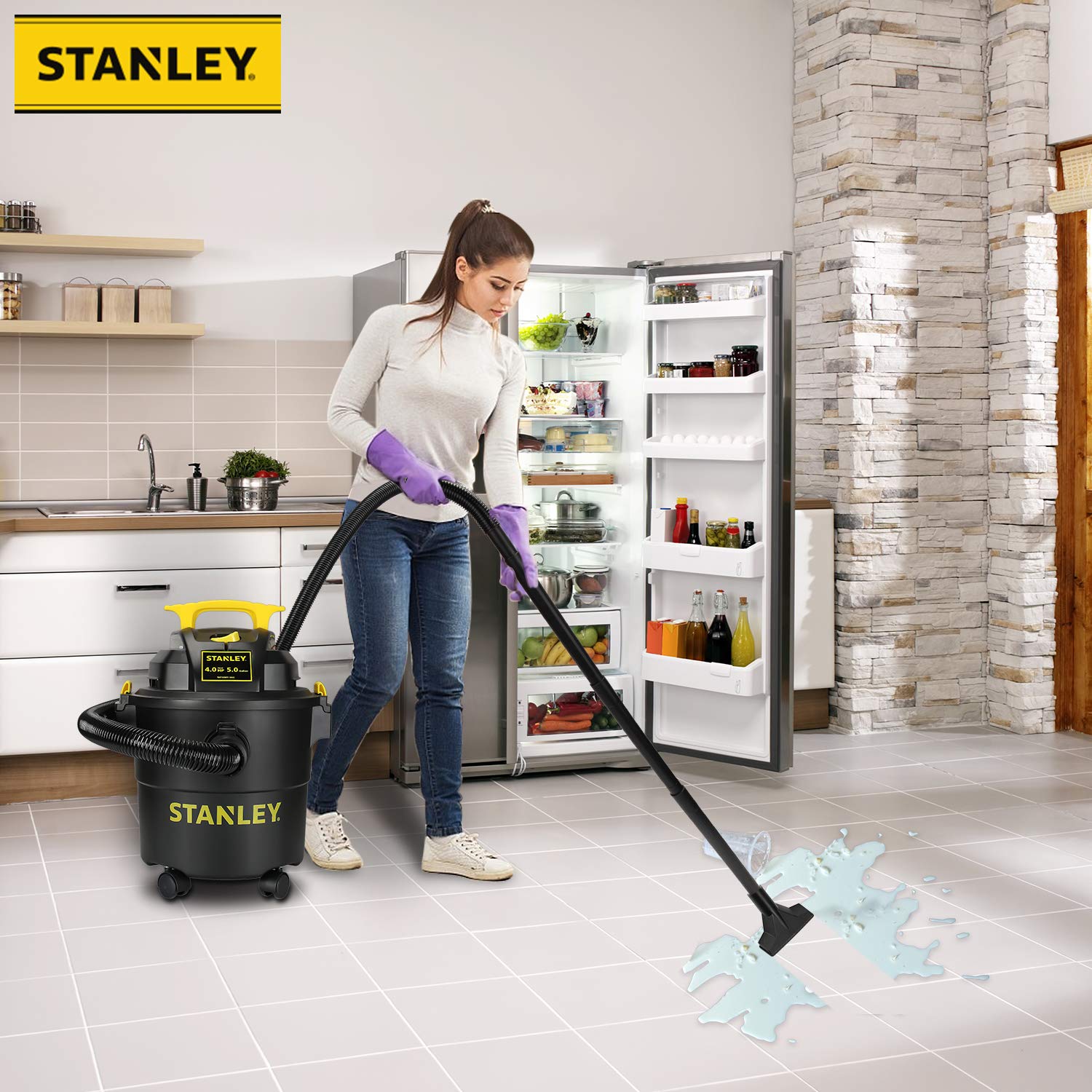Stanley SL18115P Wet/Dry Vacuum, 5 Gallon, 4 Horsepower, 4.0 HP AC, Black Stanley