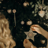 VOSAREA Christmas Unfinished Wooden Snowflake Ornaments: 200pcs Snowflake Hanging Cutouts Blank Wood Slices DIY Craft Embellishments for Xmas Tree VOSAREA