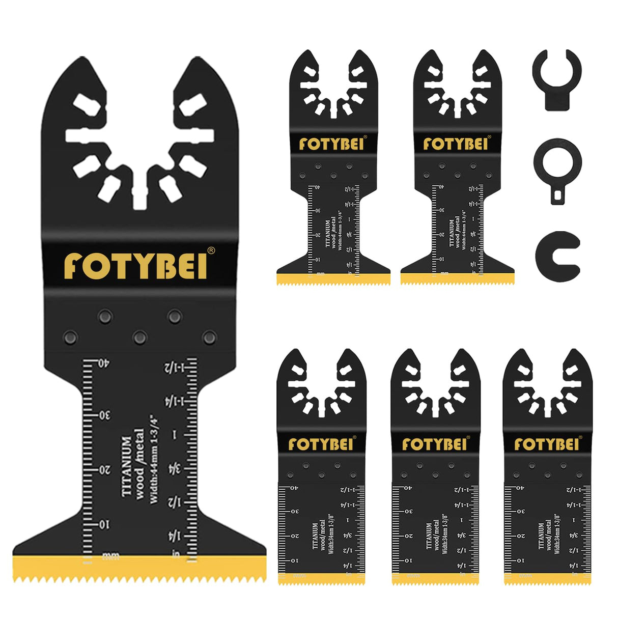 FOTYBEI 5PCS Titanium Oscillating Multi Tool Blades, Oscillating Saw Blades for Wood Metal Plastic Nails Cutting, Fit Dewalt Bosch Milwaukee Makita FOTYBEI
