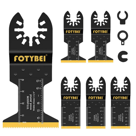 FOTYBEI 5PCS Titanium Oscillating Multi Tool Blades, Oscillating Saw Blades for Wood Metal Plastic Nails Cutting, Fit Dewalt Bosch Milwaukee Makita FOTYBEI