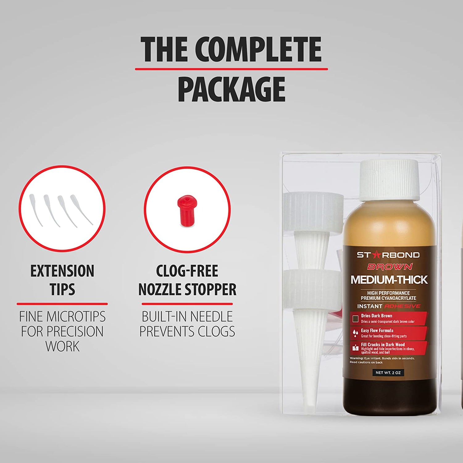 Starbond 2 oz. "Dark Brown" Medium-Thick CA Glue (Premium Cyanoacrylate Super Glue) Knot Filler 500 CPS Viscosity for Woodworking, Woodturning, Starbond